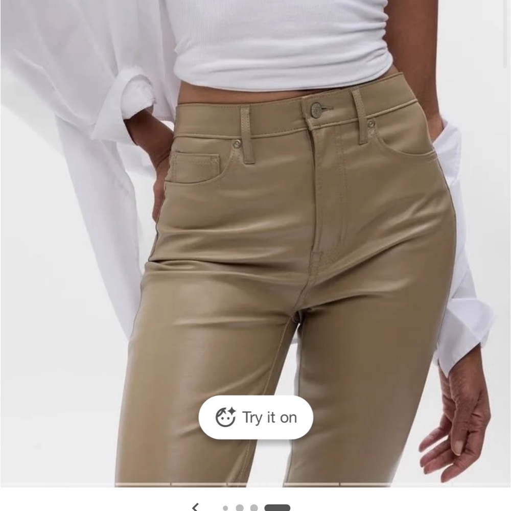 GAP Women's Straight Leg Vegan Leather Jeans in Tan